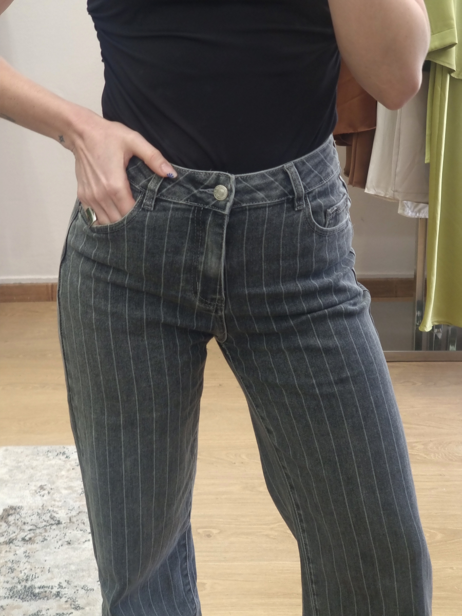 Jean ριγέ wide leg