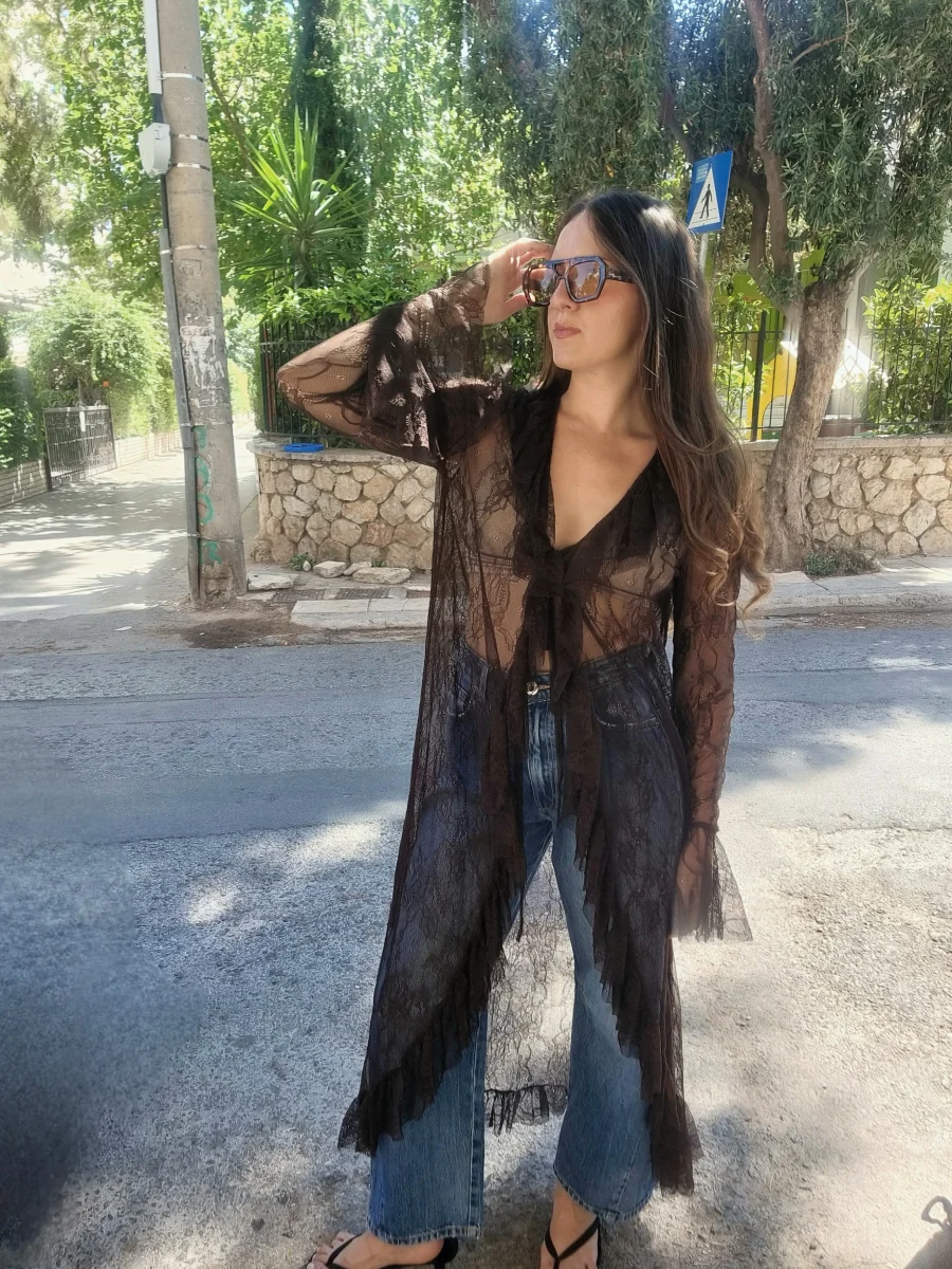 Μακρύ κιμονό δαντέλα