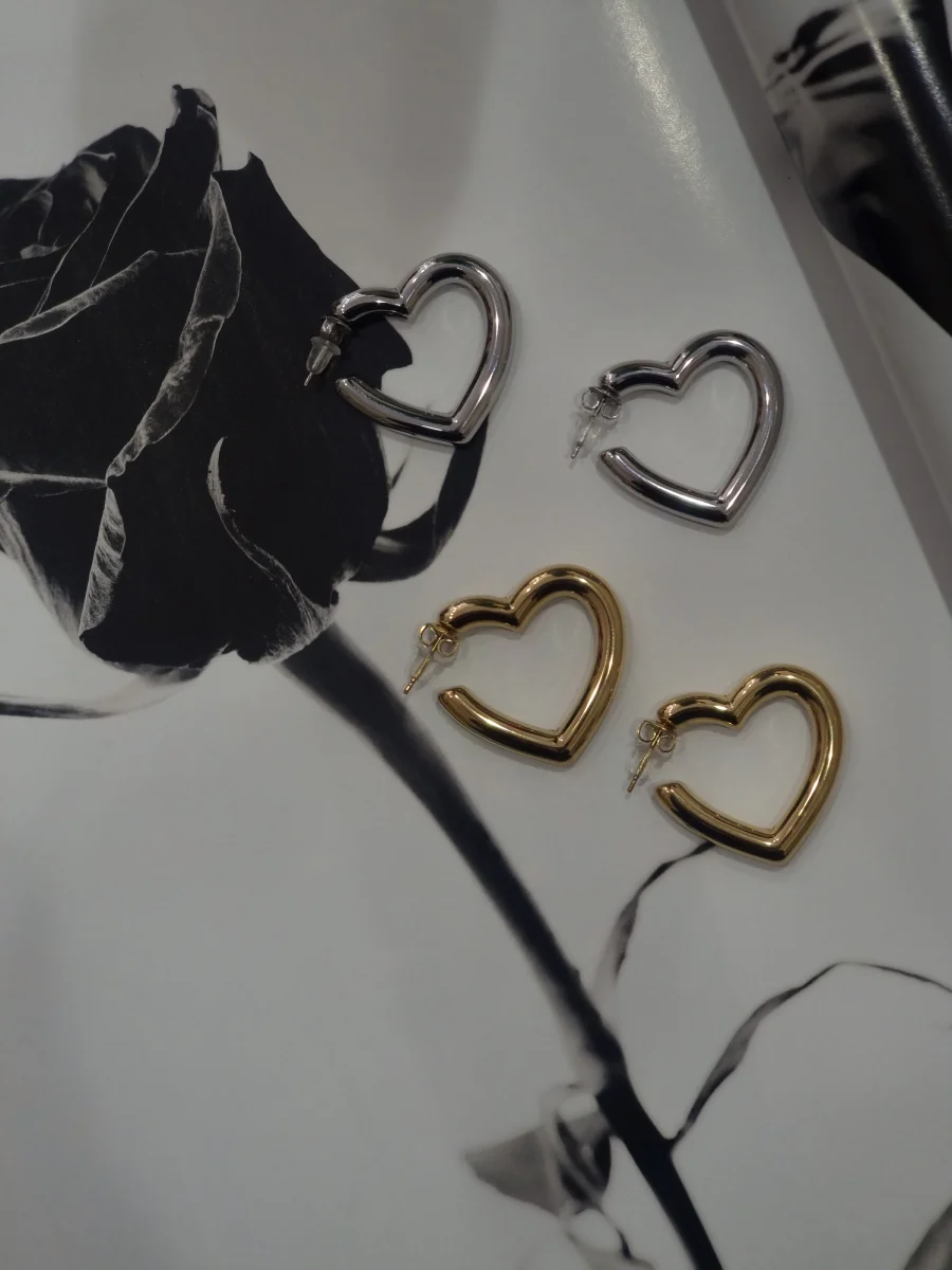 Σκουλαρίκια κρίκοι καρδιά