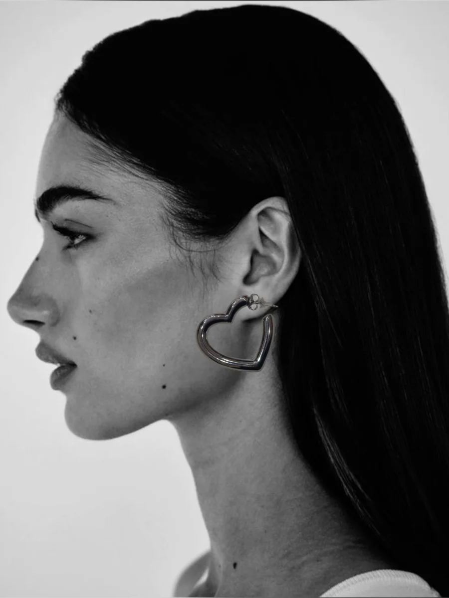 Σκουλαρίκια κρίκοι καρδιά