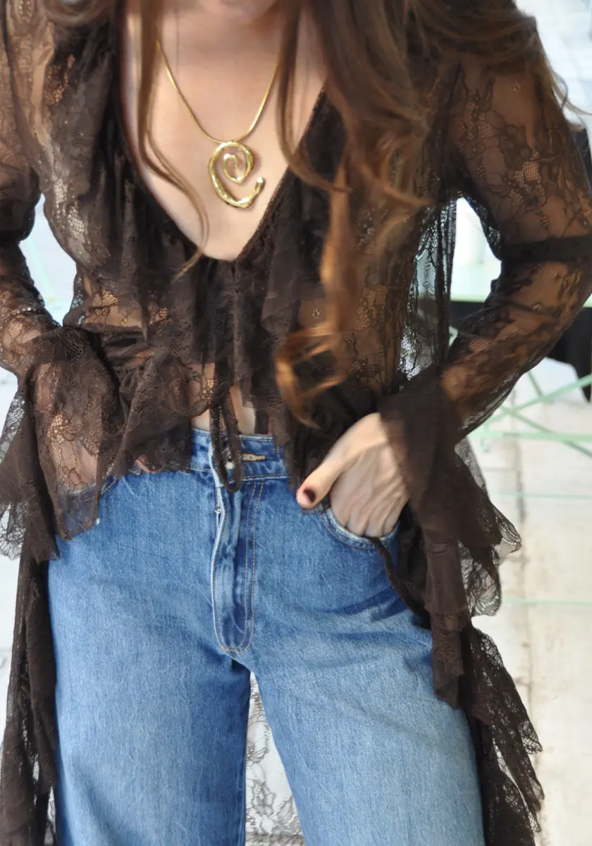 Μακρύ κιμονό δαντέλα