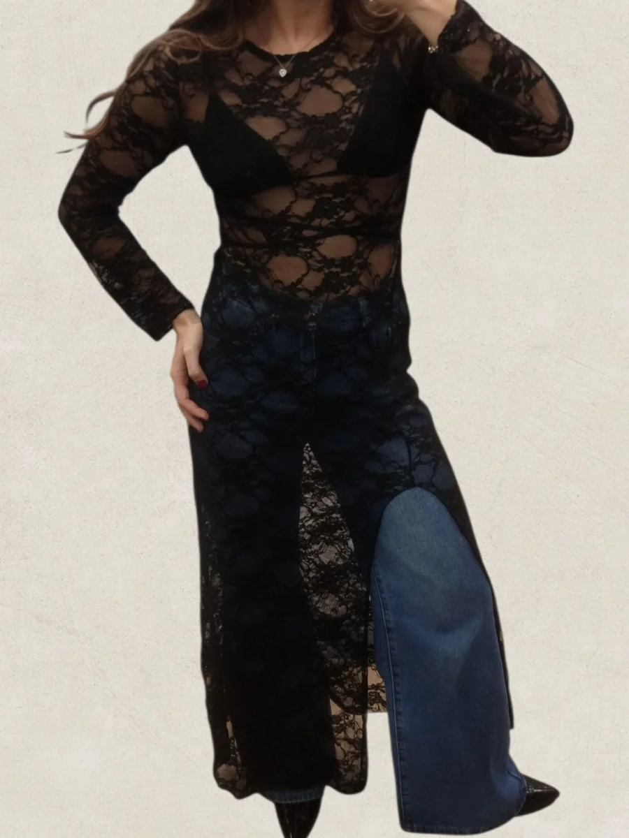 Μάξι δαντελένιο φόρεμα