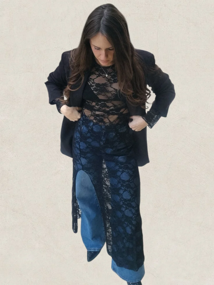 Μάξι δαντελένιο φόρεμα