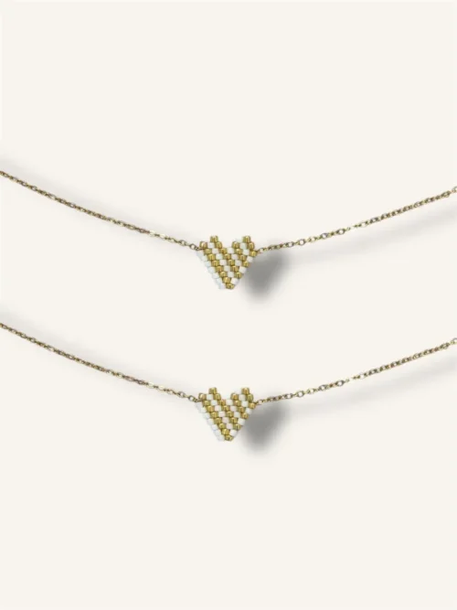 Βραχιόλι αλυσίδα με άσπρη & χρυσή καρδιά