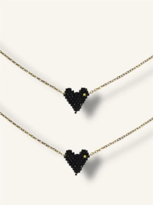 Βραχιόλι αλυσίδα με μαύρη καρδιά