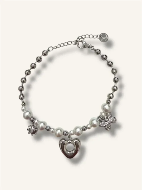 Βραχιόλι αλυσίδα με πέρλες και charms
