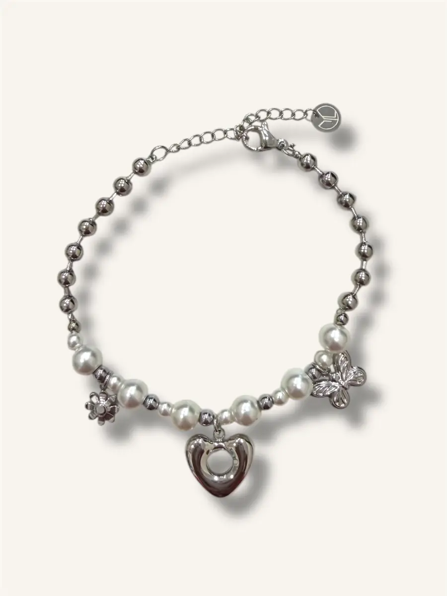Βραχιόλι αλυσίδα με πέρλες και charms