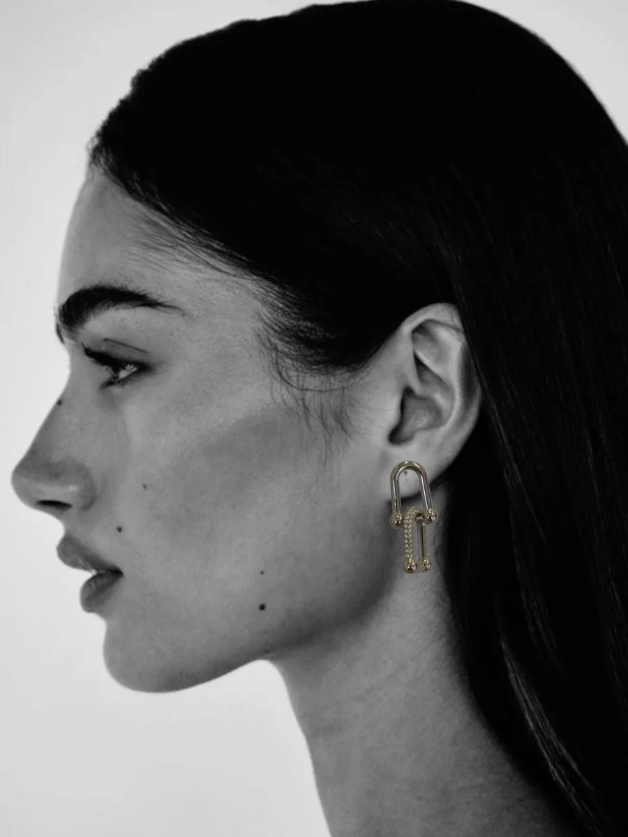 Σκουλαρίκι διπλοκρεμαστό με ζιργκόν