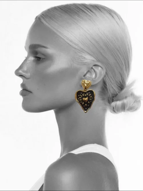 Σκουλαρίκια διπλή κρεμαστή καρδιά