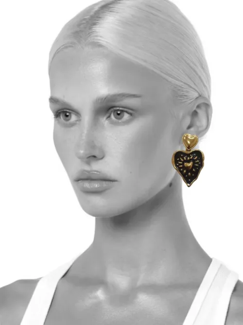 Σκουλαρίκια διπλή κρεμαστή καρδιά