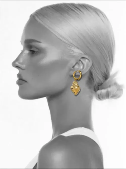 Σκουλαρίκια κρεμαστοί κρίκοι καρδιά