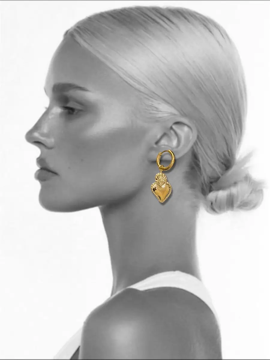 Σκουλαρίκια κρεμαστοί κρίκοι καρδιά