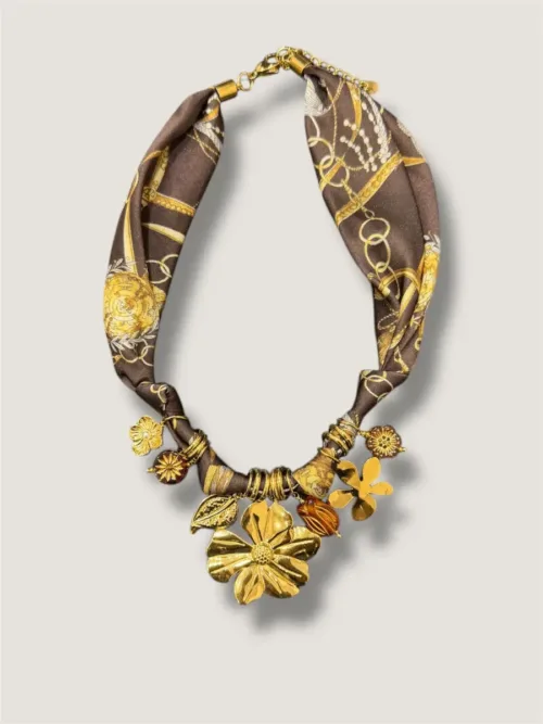 Κολιέ κορδέλα με charms "λουλούδι"