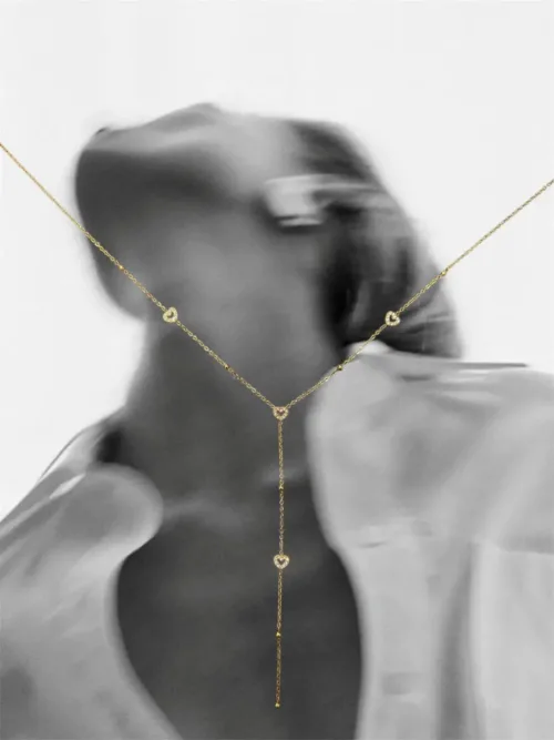 Μακριά αλυσίδα κολιέ με καρδιές