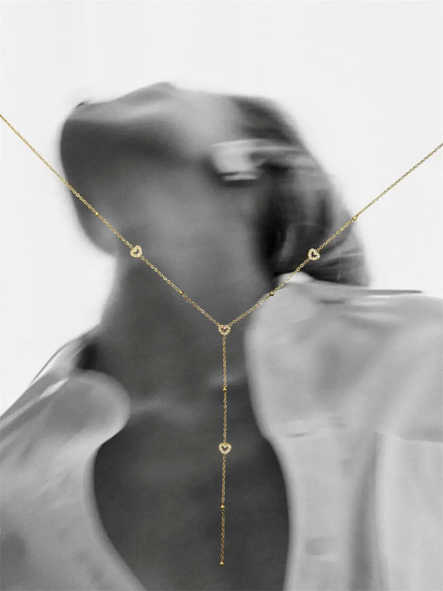 Μακριά αλυσίδα κολιέ με καρδιές