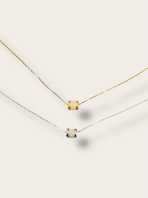 Κολιέ αλυσίδα με κύλινδρο και ζιργκόν