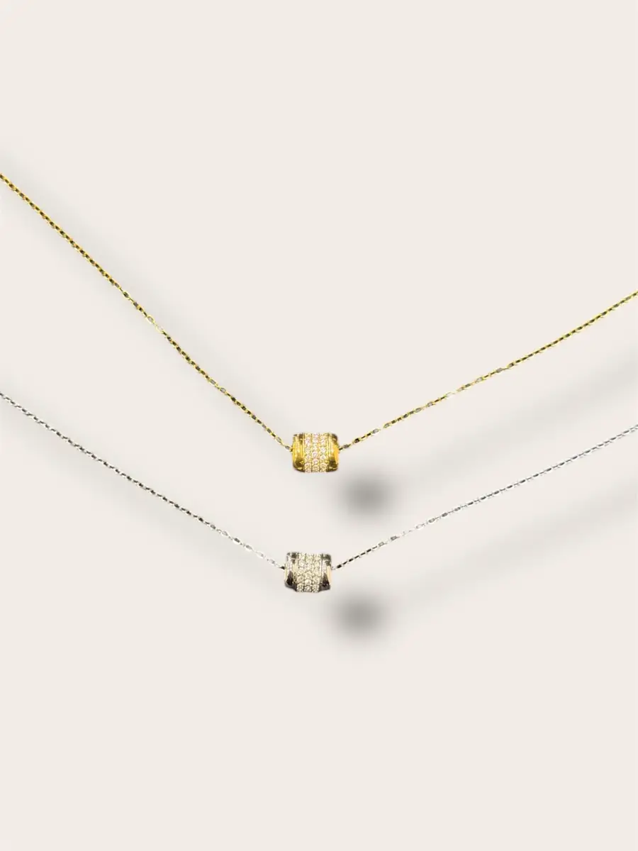 Κολιέ αλυσίδα με κύλινδρο και ζιργκόν