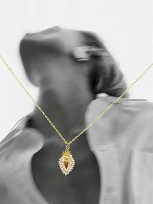 Κολιέ αλυσίδα με καρδιά και ζιργκόν