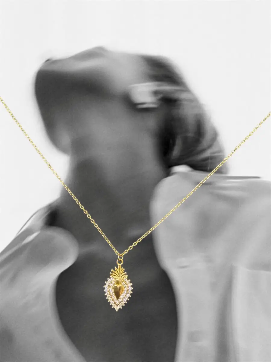 Κολιέ αλυσίδα με καρδιά και ζιργκόν