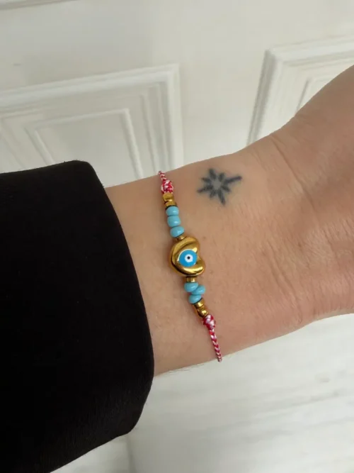 Βραχιόλι μαρτάκι με καρδια και ματάκι