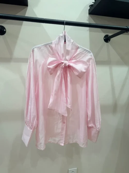 Ημιδιάφανο ροζ πουκάμισο