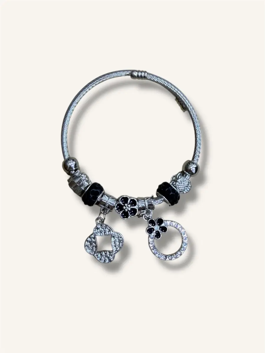 Βραχιόλι με charms λουλούδια και κουκουβάγια