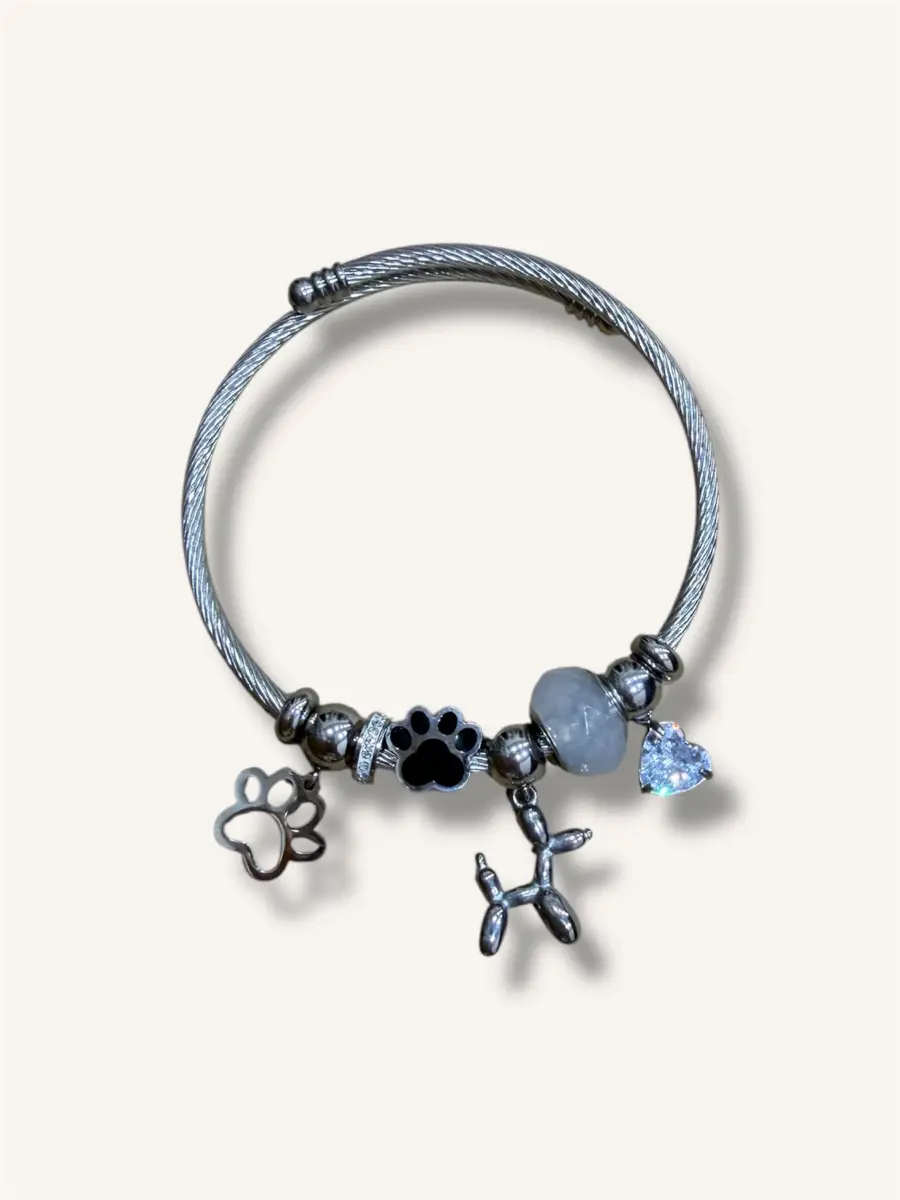 Βραχιόλι με charms με σκυλάκι και πατούσες