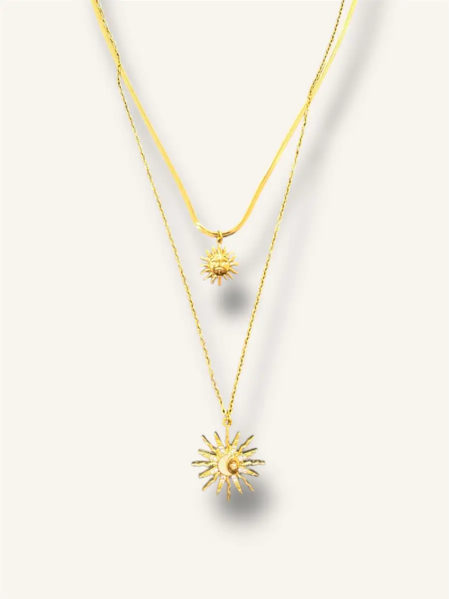 Διπλό κρεμαστό κολιέ με ήλιο